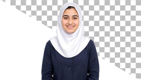 عکس دوربری شده دختر دانش آموز ایرانی با مقنعه سفید و مانتو فرم PNG | ویژه اول مهر و مدارس 10 دانلود عکس دختر دانش آموز با مقنعه سفید PNG | طرح اول مهر مدارس