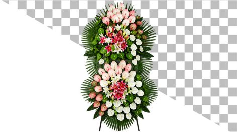 دانلود تصویر دوربری شده تاج گل تسلیت با گل آنتوریوم لیلیوم PNG 4 عکس دوربری شده تاج گل تسلیت دو طبقه PNG | تصویر بدون پس زمینه تاج گل ترحیم آنتوریوم و لیلیوم