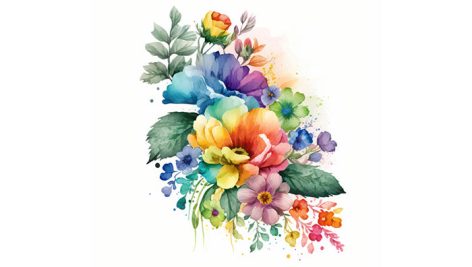 دانلود عکس با کیفیت دسته گل آبرنگی رنگارنگ با پس زمینه سفید 3 دانلود عکس دسته گل آبرنگی رنگارنگ | تصویر باکیفیت بوکت گل آبرنگی فانتزی