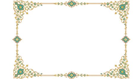 کادر تذهیب فیروزه ای و طلایی با نقوش گل و بوته | فایل JPG 2 دانلود کادر تذهیب فیروزه ای و طلایی | کادر سنتی ایرانی